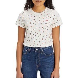 Levi's® Womens Crew Neck Floral Gardenia Short Sleeve T-Shirt